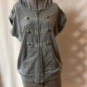 Women’s sleeveless hooded vest abbey dawn by Avril Lavigne gray military style